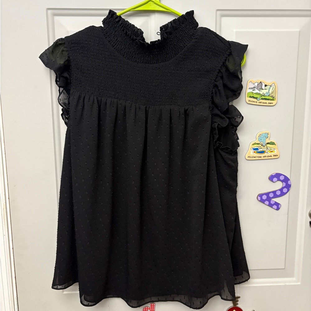Elegant Black Ruffled Blouse